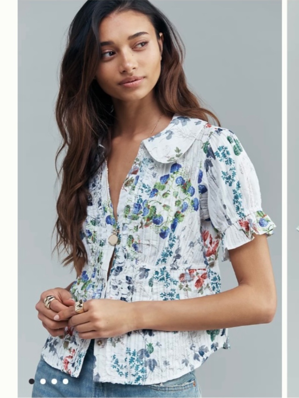 The Keira Waisted Tuxedo-Front Blouse by Pilcro